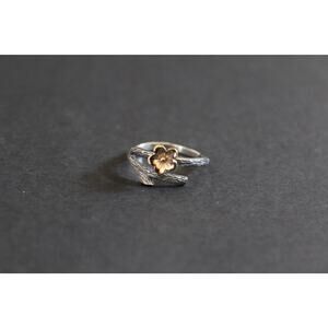 Sterling Silver Branch Ring with Bronze Cherry Blossom